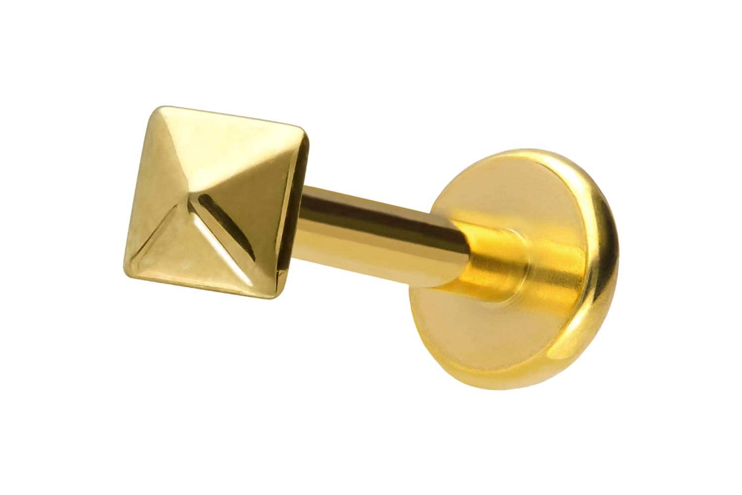 Titan Labret Piercing mit Push Fit PYRAMIDE